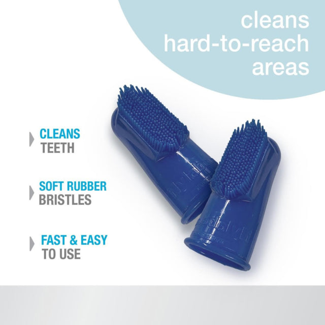 Nylabone Advanced Oral Care Finger Brush 2pk, Cleans teeth, finger brushes, Dental care, Pet Essentials Warehouse, Cleans pet teeth, Poster