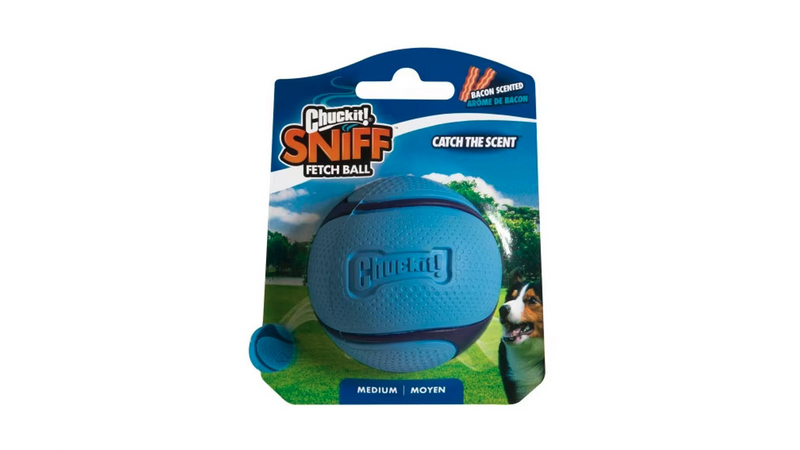 Chuckit Sniff Fetch Ball bacon scented, pet essentials warehouse