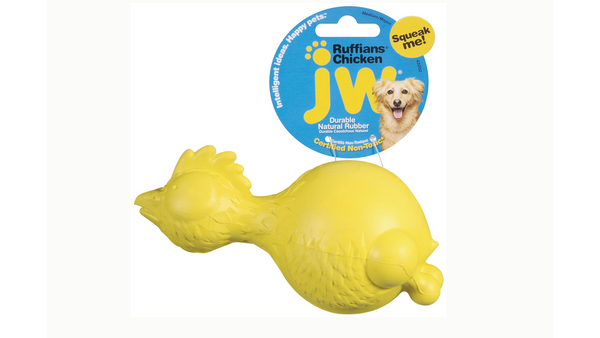 JW Ruffians Chicken Dog Toy, Rubber Chicken Dog toy, pet essentials warehouse