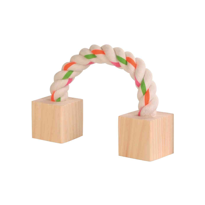 Trixie Playing rope with wooden blocks, Small animal toys, toys for small animals, Rabbit toys, Pet Essentials Warehouse