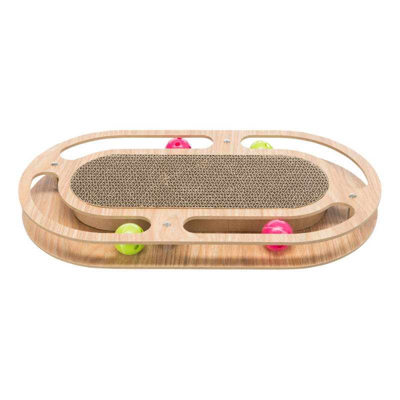 Trixie Wooden Scratcher Oval with ball track, Trixie wooden cat toy, toys for cats, pet essentials warehouse
