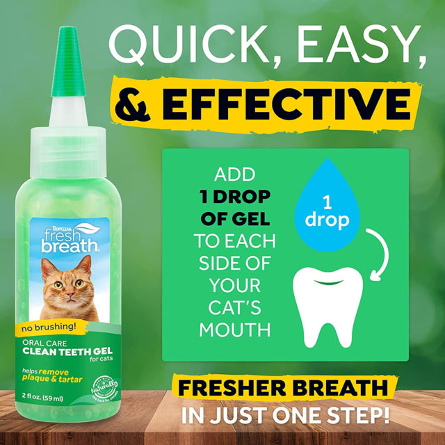 TropiClean Oral Care Clean Teeth Gel for Cats, Oral care for cats, how to use, Pet Essentials Warehouse