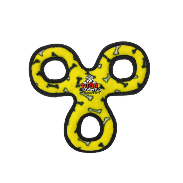 Tuffy Junior 3 way Tug Yellow Bones Dog Toys, 3 way tug toys, toys for dogs, pet Essentials Warehouse