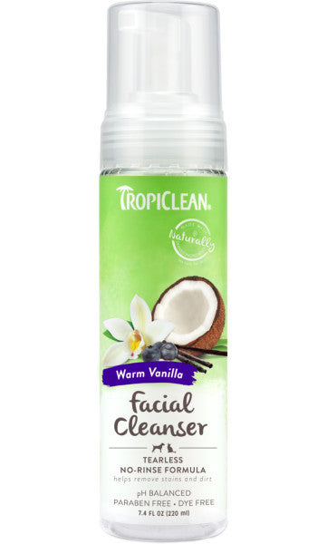 TropiClean Warm Vanilla Waterless Facial Cleanser, Facial Cleaner for dogs, Pet Essentials Warehouse