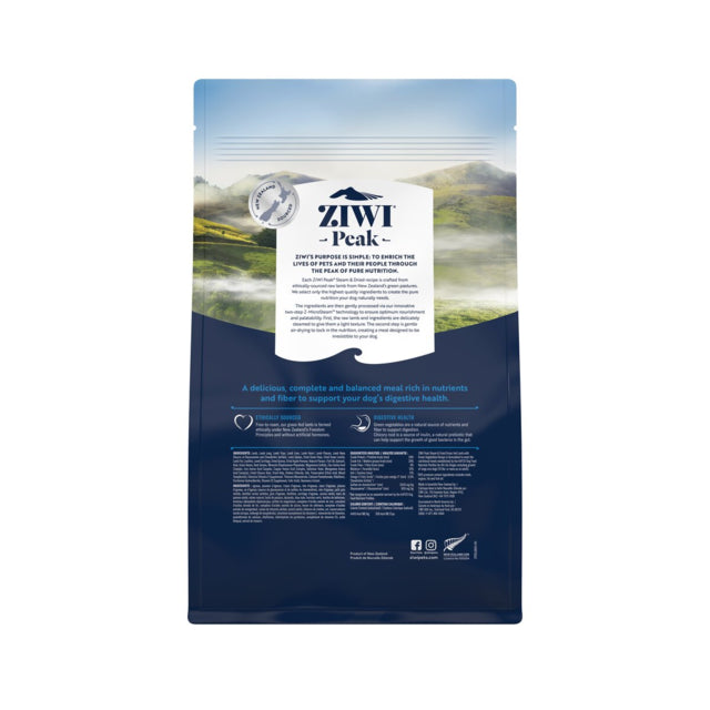 ZIWI Lamb Steam & Dried Dog Food, Back of bag, dog food bag, Pet Essentials Warehouse
