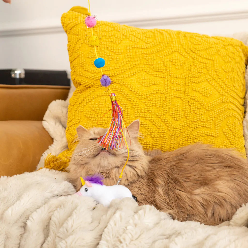 Zippy Claws Zippy Stick Unicorn Cat Toy, cat playing with cat toy, Kitten toy, Pet Essentials Warehouse