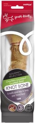 Yours Droolly Chicken Wrapped Knot Bone Dog Treats single pack bone, rawhide knot bone for dogs, pet essentials warehouse