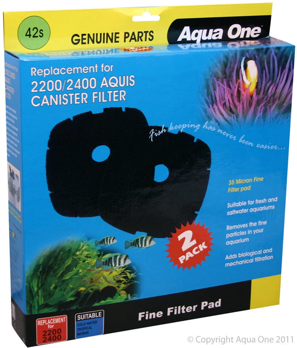 Aqua One Black Filter Sponge Aquis 2200/2400 2 Pack (42S), Aquis Canister Filter, 2 pack, 2200/2400 Aquis, Pet Essentials Warehouse