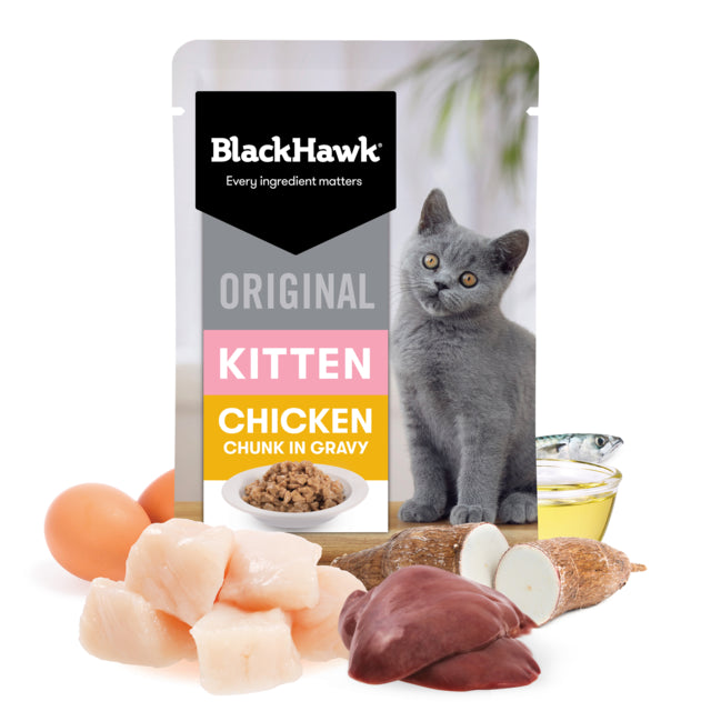 Black Hawk Original Kitten Chicken in Gravy Wet Cat Food, wet cat food, wet kitten food, wet food for kittens, pet essentials warehouse 
