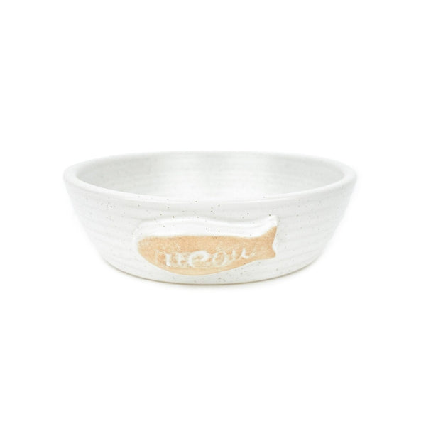 Cattitude Ceramic Cat Dish White Tuna, cat ceramic bowl, ceramic kitten food dish, pet essentials warehouse, pet city