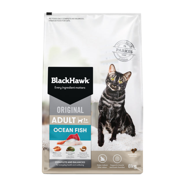 Black Hawk Original Cat Adult Ocean Fish Dry Cat Food 8kg, Dry cat food, Pet Essentials Warehouse