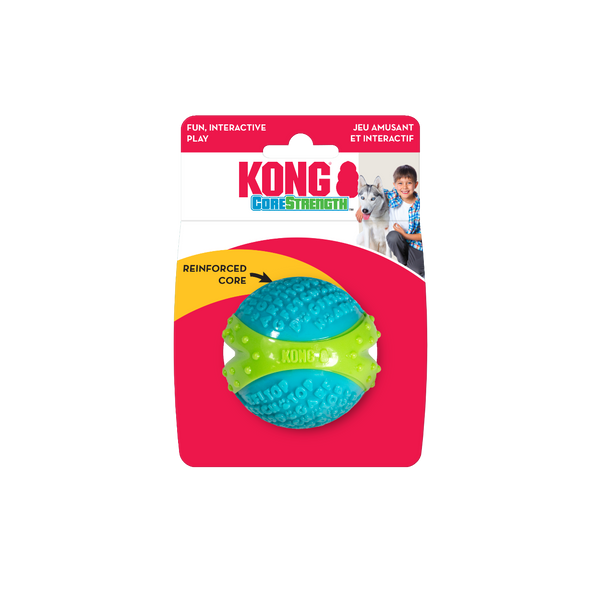 Kong Core Strength Ball Dog Toy with packaging, pet essentials warehouse