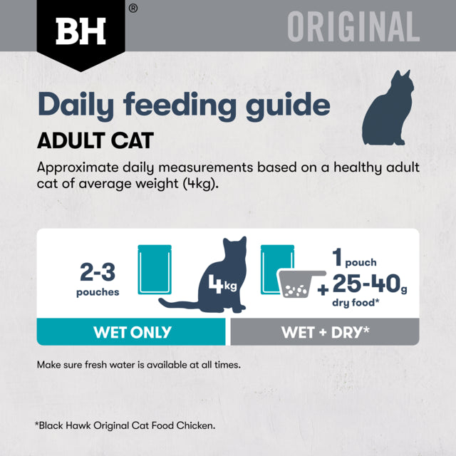 Black Hawk Original Adult Mature Chicken & Tuna in Gravy Wet Cat Food, Mature cat food, food for older cats, Black Hawk cat food, Pet Essentials Warehouse