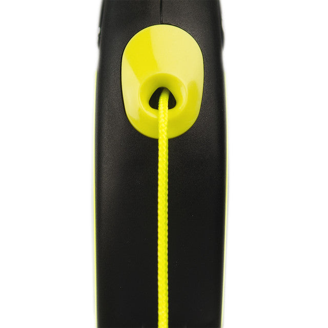 Flexi New Neon Retractable yellow Cord, Flexi Dog retractable lead with yellow cord up close, pet essentials warehouse