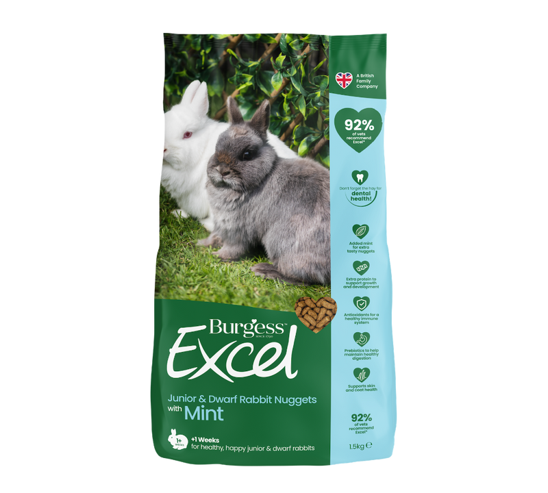 Burgess Excel Junior & Dwarf Rabbit Nuggets with Mint, Pet Essentials Warehouse