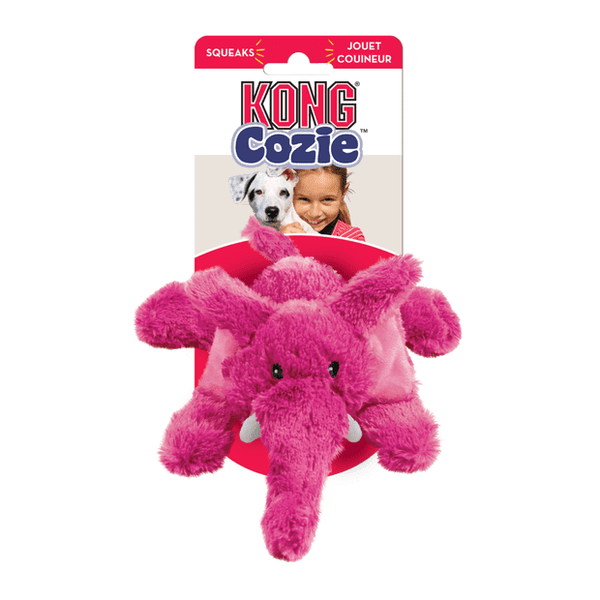 Kong Cozie Elmer Elephant Dog Toy, Kong plush pink elephant, pet essentials warehouse