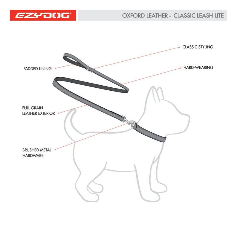 EzyDog Oxford Leather Dog Leash Blush fitting guide, pet essentials warehouse