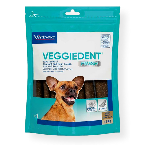 Veggiedent Dental Dog Treats, Xs small dental treats, Tartar control, Fresh breath, Veggie dog treats, Pet Essentials Warehouse