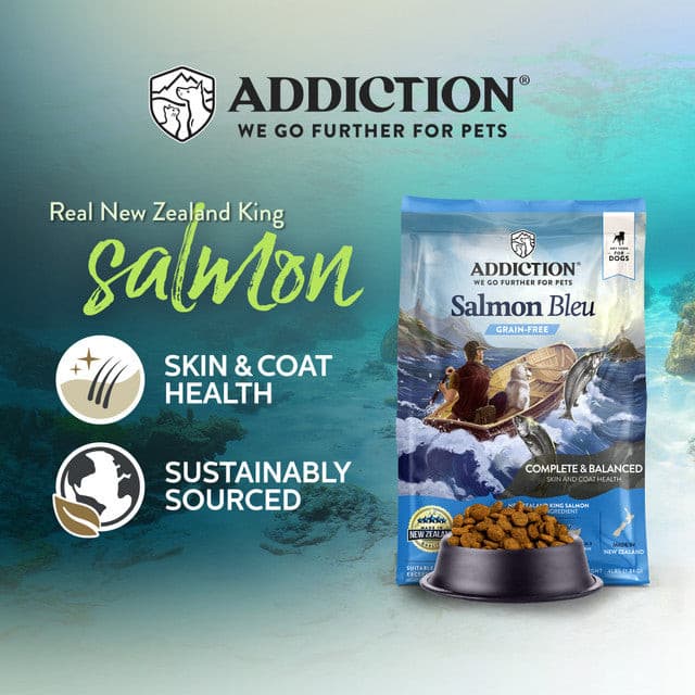 Addiction Grain-Free Salmon Bleu Dry Dog Food, skin & coat salmon formula for dogs