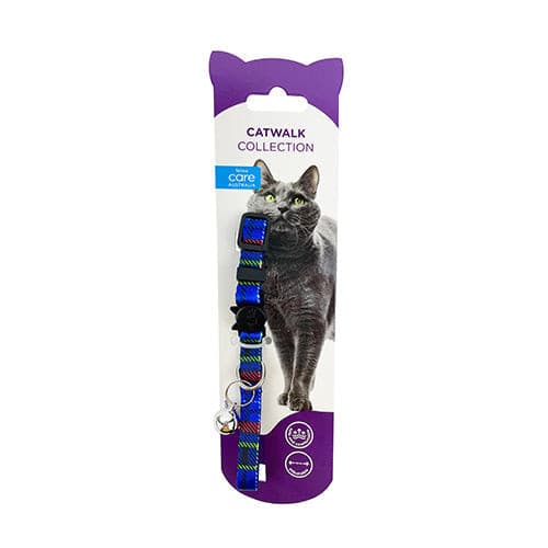 Feline Care Cat Collar Cat Blue Tartan