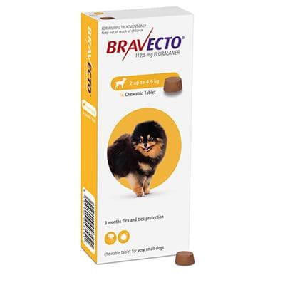 Bravecto Chewable Tablet Flea & Tick Treatment For X-sml Dogs 2 to 4.5kg, Pet Essentials Napier, PEts Warehouse, Pet Essentials Hastings