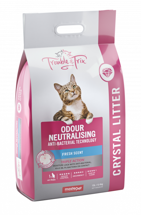 Trouble & Trix Crystal Litter With Anti Bacterial Agent, Pet Essentials Napier, Pets Warehouse, Pet Essentials Porirua, Animates Napier