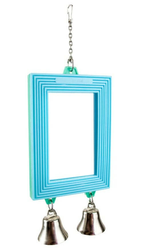 Avian Care Rectangle Mirror With Bell Bird Toy, Avi One Bird mirror cage toy, pet essentials napier