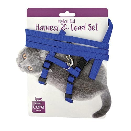 Cat Harness & Lead Cat on Card Blue