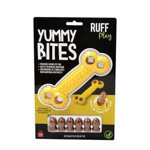 Ruff Play Yummy Bites Yellow Bone, Enrichment Toy, Pet Essentials Warehouse