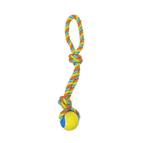 Knots of Fun Tug Rope with Tennis Ball 43cm Dog Toy - Allpet Dog Rope Toys - Mika's Ltd