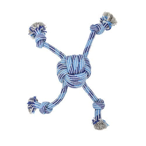 Knots of Fun Rope Ball Tug Blue 28cm Dog Toy