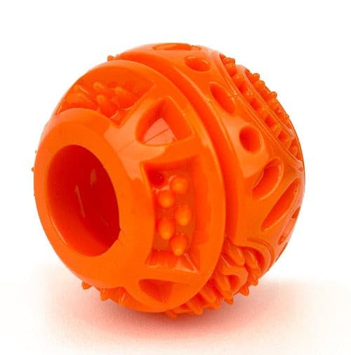 Ruff Play Dental Ball Small orange, dental dog toy for heavy chewers, Pet Essentials Napier, Pets Warehouse