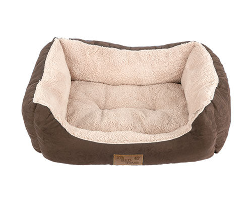 Its Bed Time Plush Dozer Bed Brown, Pet Essentials Napier, Pets Warehouse, Pet Essentials Hastings, brown plush dog bed with side,