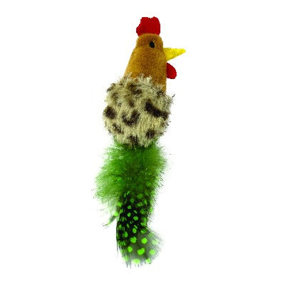 Pounce N Play Mini Plush Chicken With Feathers Cat Toy, PEt Essentials Napier