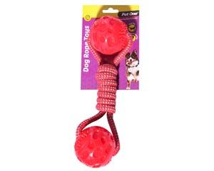 Pet One Rope With Dumbell TPR Balls Red 28cm, Pet One Rope With Rope Ball 38cm, Pet Essentials Napier, kiwipetz.kiwi, pet essentials hastings, pet essentials porirua, rope knot toy for dogs