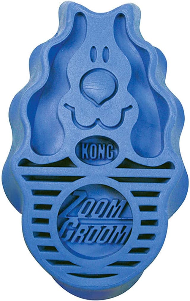KONG Zoom Groom out of packaging, blue zoom groom, pet essentials warehouse