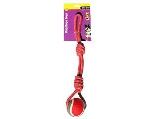Pet One Rope 2 Knot With Tennis Ball 43cm, Pet One Rope With Rope Ball 38cm, Pet Essentials Napier, kiwipetz.kiwi, pet essentials hastings, pet essentials Porirua, rope knot toy for dogs