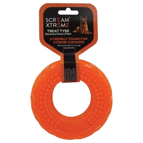 Scream Xtreme Treat Tyre Toy Orange Large, Pet Essentials Warehouse, Pet City