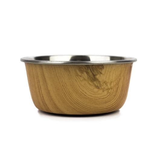 Barkley & Bella Bowl Stainless Natural Wood Large, Pet Essentials Warehouse