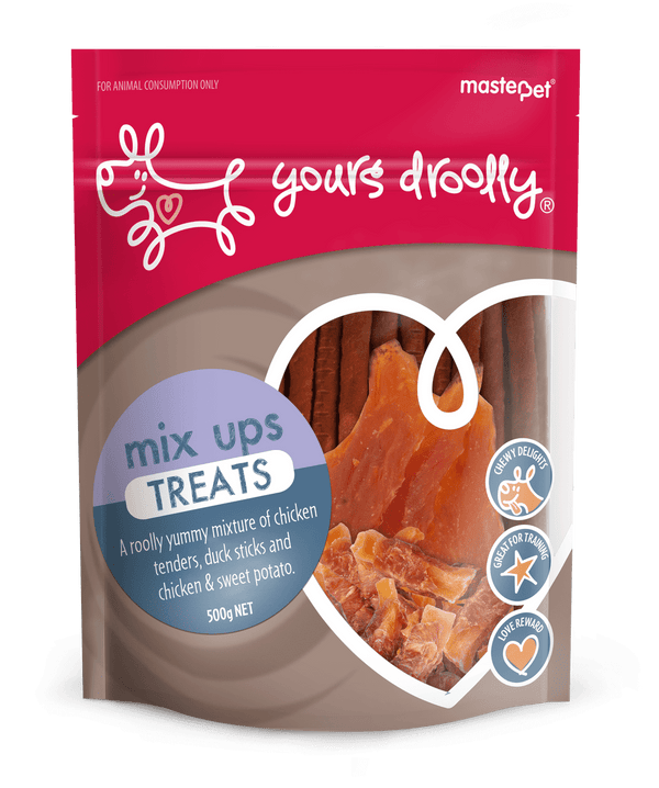 Yours Droolly MixUps Treats Made using only the best ingredients, Yours Droolly treats use real meat and include only the essentials, Pet Essentials Napier, Pets Warehouse, Pet Essentials Hastings
