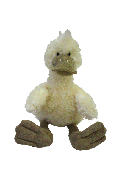 Yours Droolly Cuddlies Fluffy Duck, Pet Essentials Napier, soft fluffy toy for puppies.