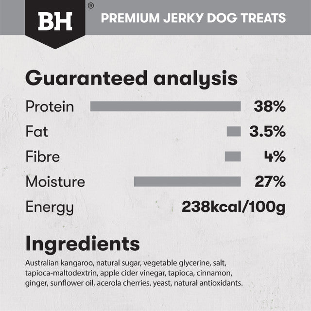 Black Hawk Treats Dog Kangaroo Jerky Sticks guaranteed analysis