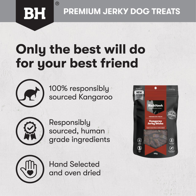 Black Hawk Treats Dog Kangaroo Jerky Sticks human grade ingredients,