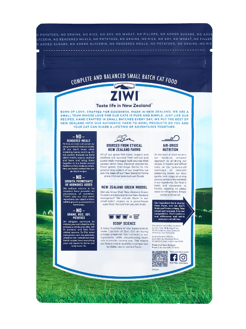 Ziwi Lamb Air Dried Cat Food A single-protein option for cats with protein allergies or sensitivities. ZIWI Lamb is sourced only from local New Zealand farms, ensuring the animals are free-ranging, grass-fed and finished. ziwipeak nz lamb barcode