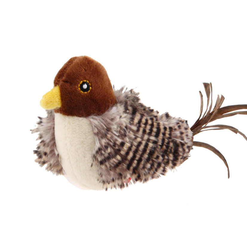 GiGwi Melody Chaser Bird brown with feathers, pet essentials warehouse