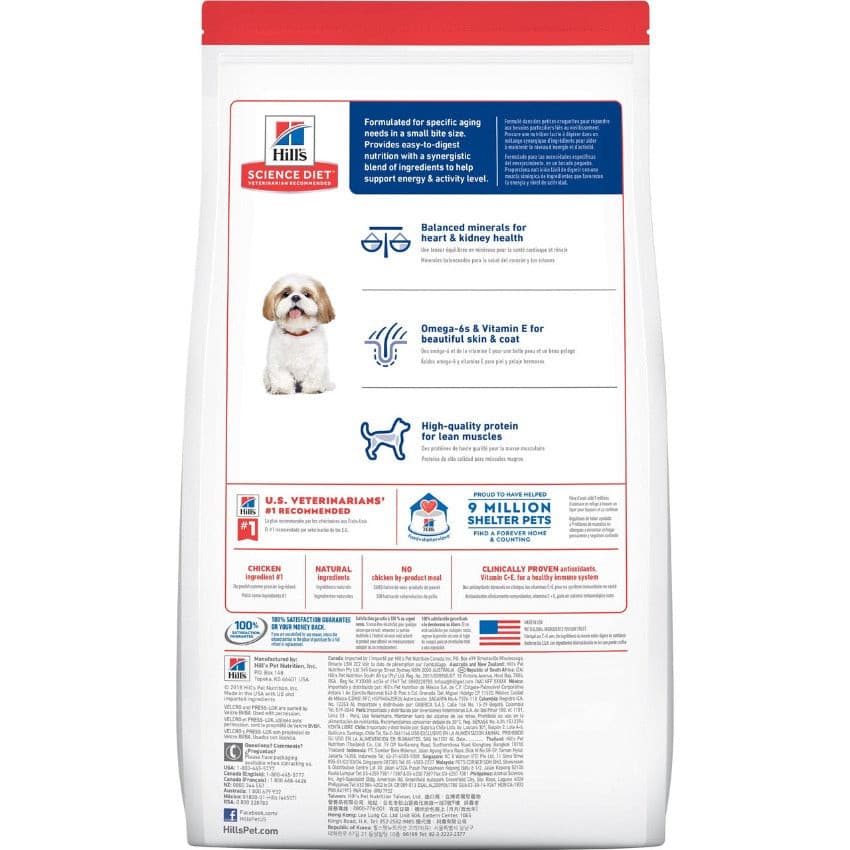 Hills Science Diet Adult 7+ Small Bites, Small Bites Senior back of packaging