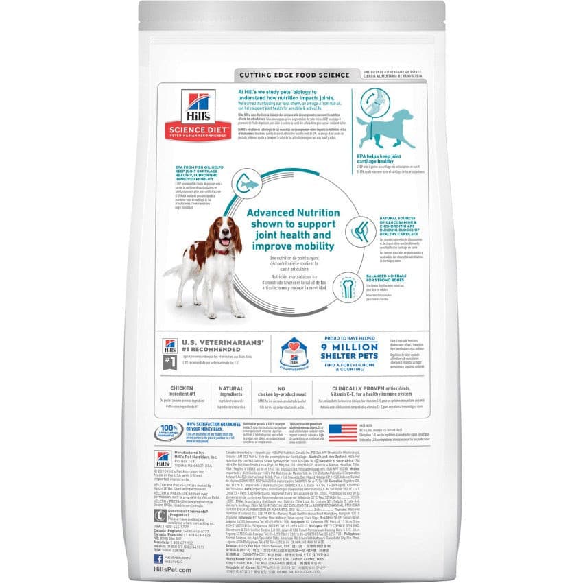 Hill's Science Diet Healthy Mobility, Healthy Mobility back of packaging, pet essentials warehouse napier
