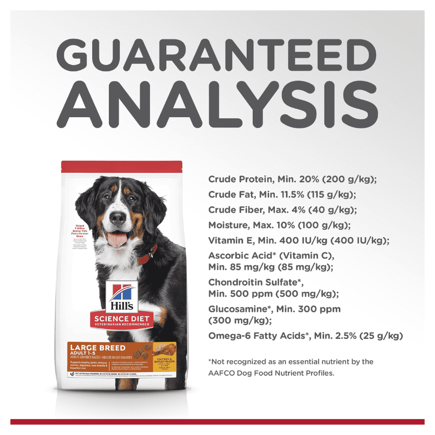 Hills Science Diet Large Breed Adult, Hills Guaranteed Analysis