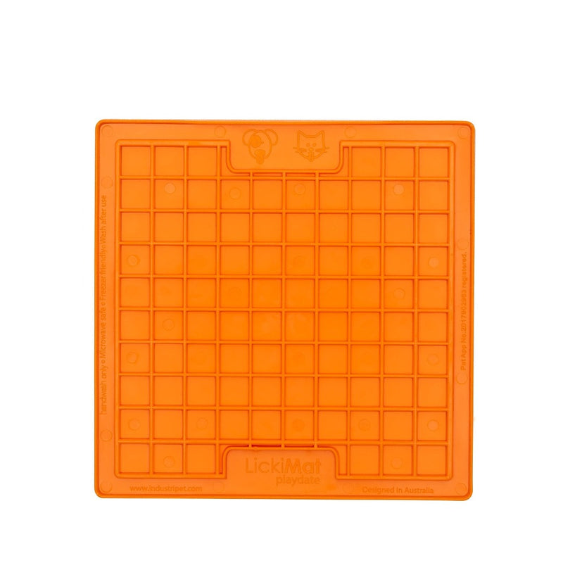 LickiMat Classic Playdate orange mat with no packaging, pet essentials warehouse