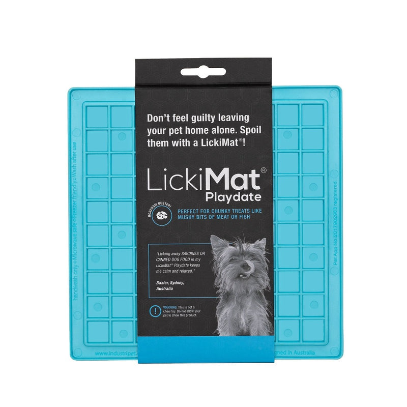 LickiMat Classic Playdate blue with packaging, pet essentials warehouse